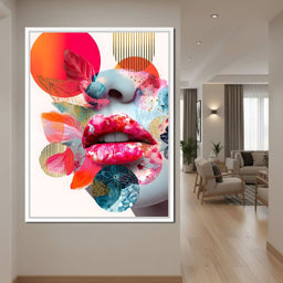 Vivid Collage Lip Pop Fusion - NicheCanvas