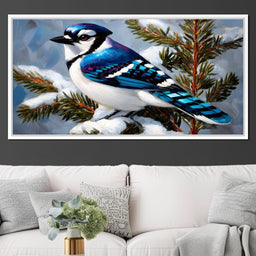 Winter Songbird on Pines - NicheCanvas