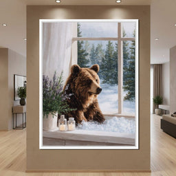 Bear by Winter Window Light - NicheCanvas