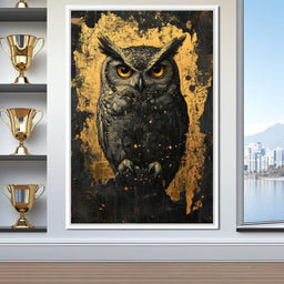 Golden Nocturnal Owl - NicheCanvas