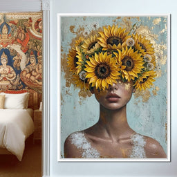 Sunflower Head Spring Portrait - NicheCanvas