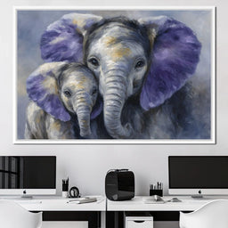 Tender Elephant Family Portrait - NicheCanvas