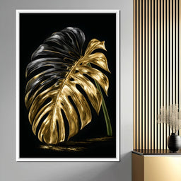 Gilded Leaf Of Dark Night - NicheCanvas
