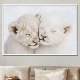 Cub Companions Embrace Tenderly - NicheCanvas