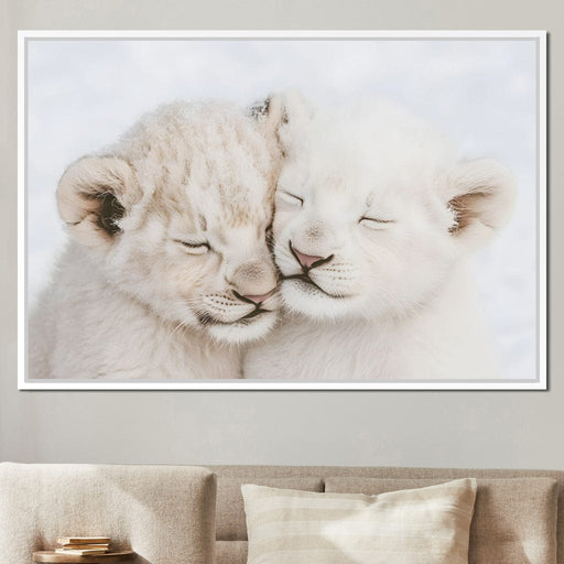 Cub Companions Embrace Tenderly Canvas Print