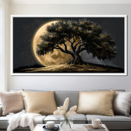 Gilded Roots Beneath A Radiant Moon - NicheCanvas