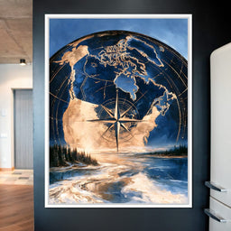 Northern Compass Over Frozen Tundra - NicheCanvas