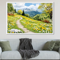 Path Through Floral Meadow - NicheCanvas