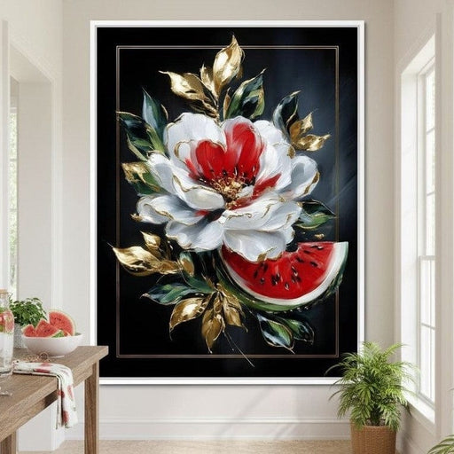 Golden Petals and Melon Muse Canvas Print