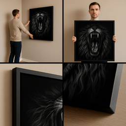 Black and White Roaring Lion Quad_Collage_Corners_Lifestyle