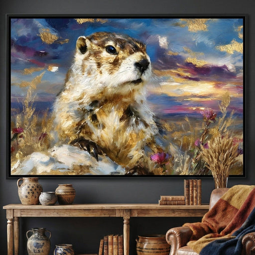 Golden Prairie Marmot Glow - Neal Hackett Canvas Print
