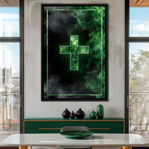 Emerald Smoke Cross Radiance Canvas Print