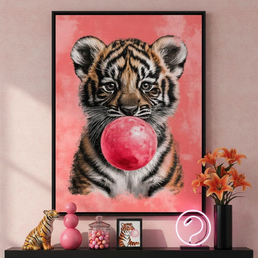 Playful Cub Bubble Burst Pink Canvas Print