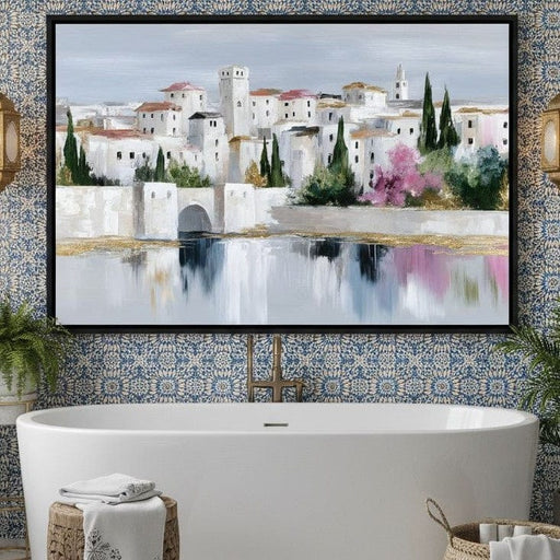 Mediterranean Village Reflection Canvas Print