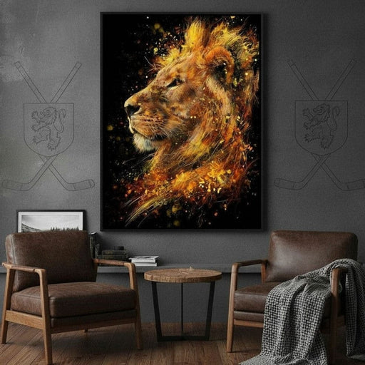 Majestic Lion Firestorm Portrait Canvas Print