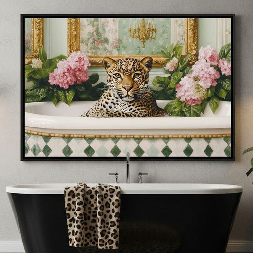 Leopard Luxe Floral Bathing Canvas Print