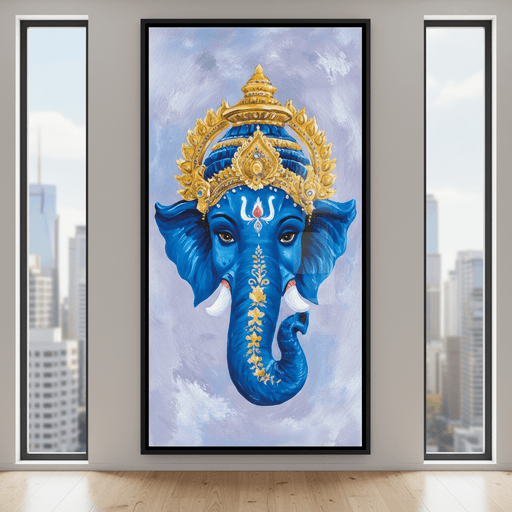 Ganesha Majesty Blue Elegance Canvas Print