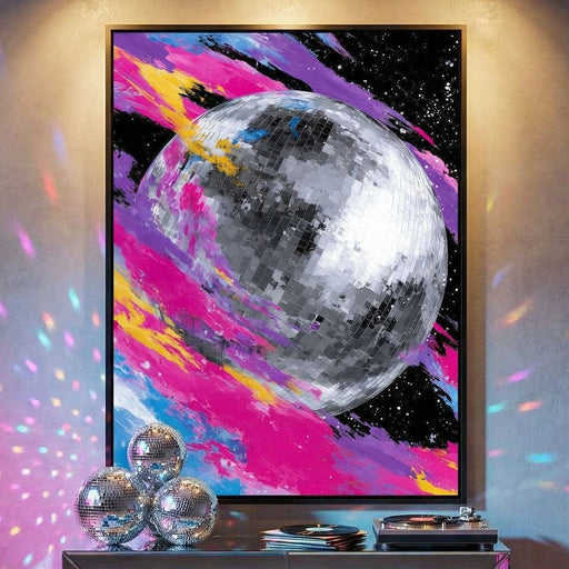 Neon Disco Moon Parade Canvas Print