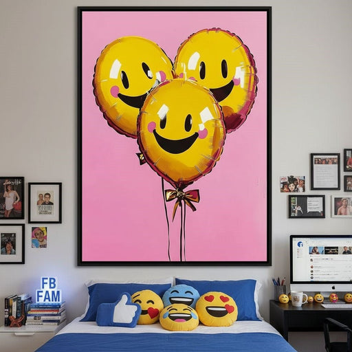 Three Smiley Balloons Canvas Print