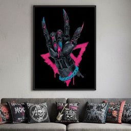 Neon Skeleton Rock Hand Sign