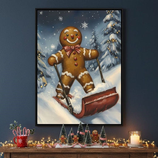Gingerbread Joy Snowy Trek Canvas Print