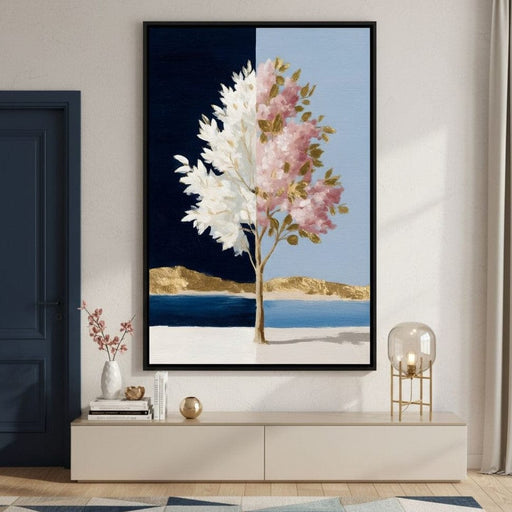 Golden Blossom Day Night Fusion Canvas Print