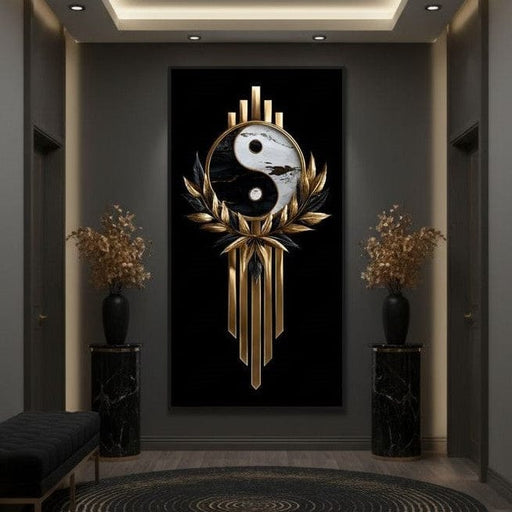 Golden Yin Yang Marble Elegance Canvas Print