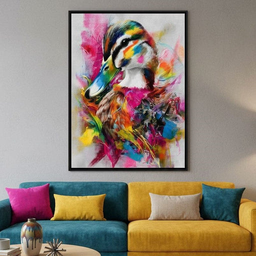 Rainbow Splash Duck Portrait Canvas Print