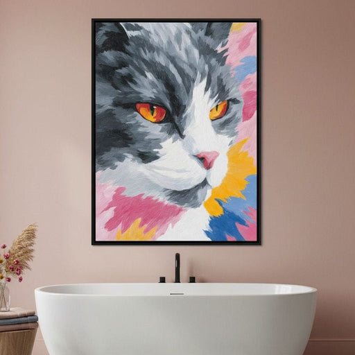 Radiant Feline Fire Eyes Portrait Canvas Print