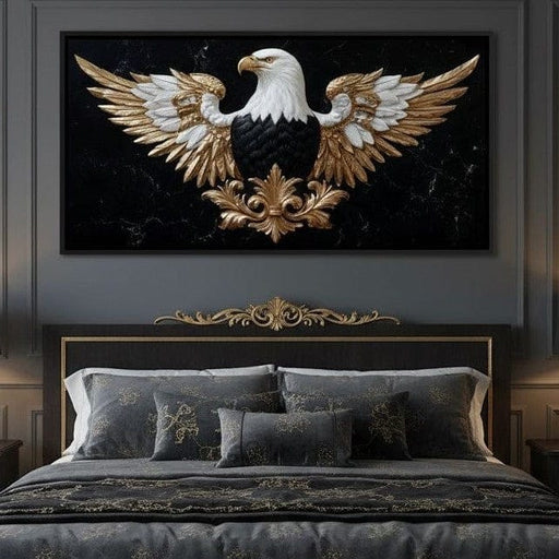 Majestic Gold Eagle Crest Marble Canvas Print