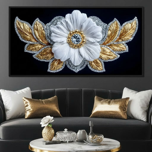 Gilded Petal Crystal Flourish Canvas Print