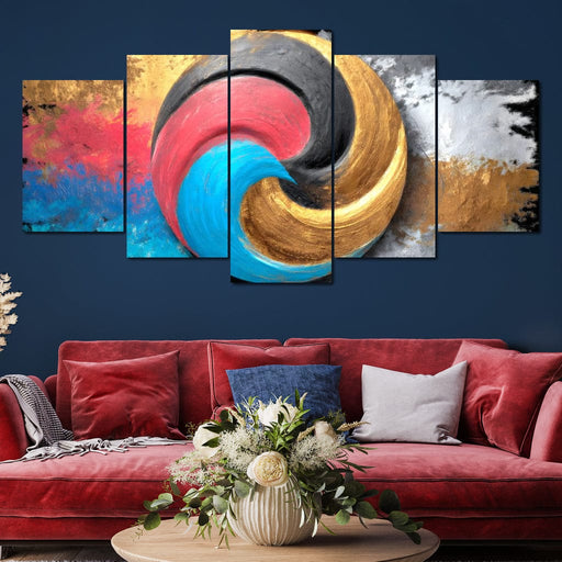 Golden Tricolor Swirl Energy Burst Canvas Print
