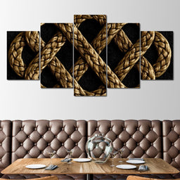 Eternal Braided Path of Golden Fibers - NicheCanvas