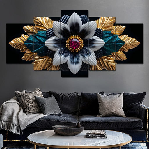 Golden Petal Radiance Jewel Canvas Print