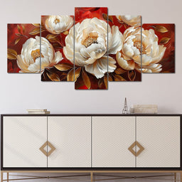 Golden Petals on Fiery Bloom - NicheCanvas