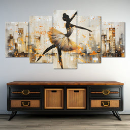 Dancer's Leap Through Gold - NicheCanvas