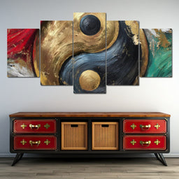 Golden Yin Yang Celestial Balance - NicheCanvas