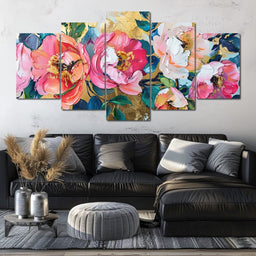 Golden Royal Flowers 02 - Wildrose Creations - NicheCanvas