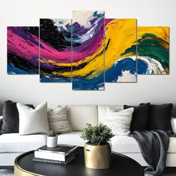 Electric Color Wave Abstract - NicheCanvas