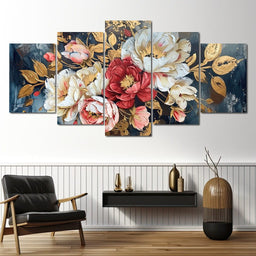 Golden Royal Flowers - Wildrose Creations - NicheCanvas