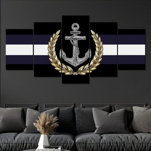 Nautical Anchor Laurel Crest Canvas Print