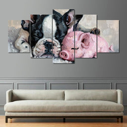 Cozy Frenchie & Piglet Snooze - NicheCanvas
