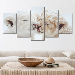 Winter Embrace Lion Cubs - NicheCanvas
