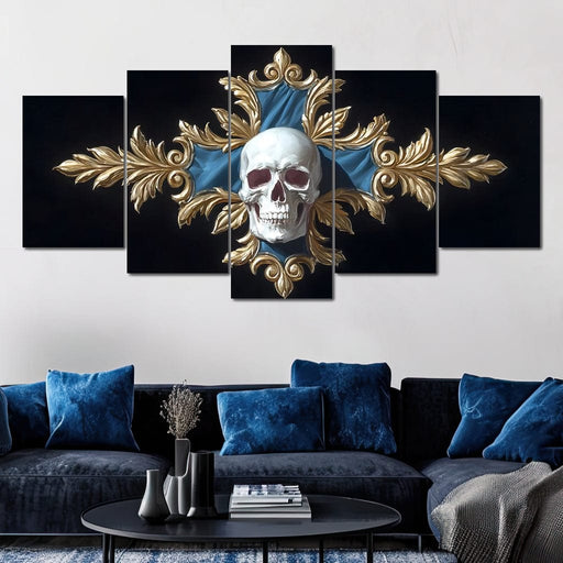 Gilded Skull Baroque Emblem Canvas Print