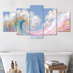 Golden Waves of Pastel Dreams - NicheCanvas