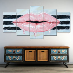 Pink Allure on Striped Horizon - NicheCanvas