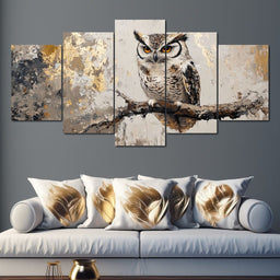 Golden Gaze of the Noble Owl - NicheCanvas