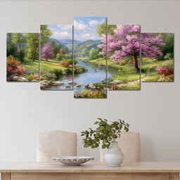 Springtime River Garden Melody - NicheCanvas