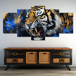 Fierce Tiger in Wild Blooms - Alicia Smith - NicheCanvas