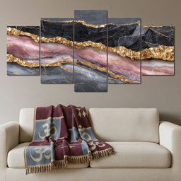 Gilded Onyx Rose Quartz Flow - NicheCanvas